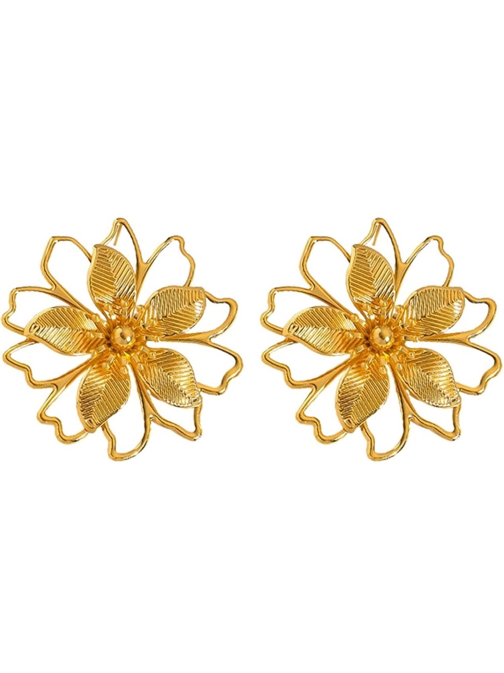 Anthropologie Gold color Floral Openwork Stud Earrings
